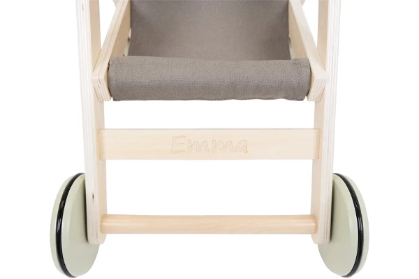 Name auf der Leiste unter dem Sitz